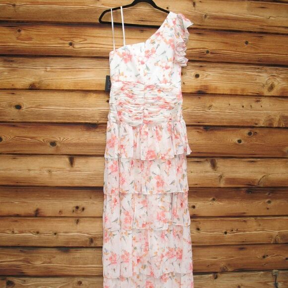 Mac Duggal 55810 Womens Floral Ruffle One Shoulder Gown Dress - Picture 13 of 16